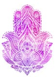 Ilustração de Hamsa com teste padrão do boho e fundo cor-de-rosa da aquarela ilustração royalty free Ilustração de Hamsa com teste padrão do boho e fundo cor-de-rosa da aquarela ilustração royalty free