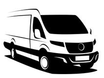 Ilustração dinâmica do vetor de uma camionete de entrega comercial usada transportando a carga ilustração stock Ilustração dinâmica do vetor de uma camionete de entrega comercial usada transportando a carga ilustração stock