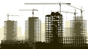 Ilustração do canteiro de obras com guindaste e construção. ilustração royalty free Ilustração do canteiro de obras com guindaste e construção. ilustração royalty free