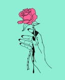 Ilustração do sangramento de Rosa e de mão ilustração royalty free Ilustração do sangramento de Rosa e de mão ilustração royalty free