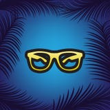 Ilustração do sinal dos óculos de sol Vetor Ícone dourado com engodo preto ilustração stock Ilustração do sinal dos óculos de sol Vetor Ícone dourado com engodo preto ilustração stock