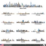 Ilustração do vetor das skylines as maiores da cidade do Estados Unidos Ícones da navegação, do lugar e do curso; bandeira e mapa ilustração do vetor Ilustração do vetor das skylines as maiores da cidade do Estados Unidos Ícones da navegação, do lugar e do curso; bandeira e mapa ilustração do vetor