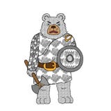 Ilustração do vetor de um caráter do urso de Viking Esboço da tiragem a mão livre com garranchos e zenart dos elementos Cópia na ilustração stock Ilustração do vetor de um caráter do urso de Viking Esboço da tiragem a mão livre com garranchos e zenart dos elementos Cópia na ilustração stock