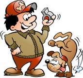 Ilustração do vetor de um instrutor de cão ilustração royalty free Ilustração do vetor de um instrutor de cão ilustração royalty free