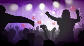 Ilustração do vetor do concerto da música com audiência ilustração royalty free Ilustração do vetor do concerto da música com audiência ilustração royalty free