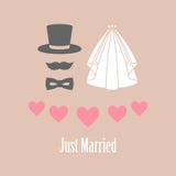 Ilustração feliz do vetor do cartão do dia do casamento com coração ilustração stock Ilustração feliz do vetor do cartão do dia do casamento com coração ilustração stock