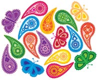 Ilustração floral e da borboleta de Paisley do teste padrão do vetor Fotografia de Stock Royalty Free Ilustração floral e da borboleta de Paisley do teste padrão do vetor Fotografia de Stock Royalty Free