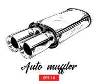Ilustração gravada vetor para cartazes, esboço tirado mão do estilo da decoração do auto silencioso no preto isolado no fundo bra ilustração do vetor Ilustração gravada vetor para cartazes, esboço tirado mão do estilo da decoração do auto silencioso no preto isolado no fundo bra ilustração do vetor