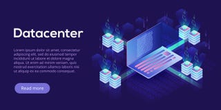Ilustração isométrica do vetor de Datacenter 3d abstrato que hospeda o SE ilustração stock Ilustração isométrica do vetor de Datacenter 3d abstrato que hospeda o SE ilustração stock