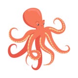 Ilustração lisa do vetor dos desenhos animados vermelhos do polvo Imagens de Stock Ilustração lisa do vetor dos desenhos animados vermelhos do polvo Imagens de Stock