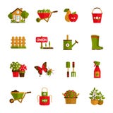 Im Garten arbeitenikonen eingestellt Lizenzfreies Stockbild Im Garten arbeitenikonen eingestellt Lizenzfreies Stockbild