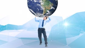 Image composée d'homme d'affaires portant le monde photos stock Image composée d'homme d'affaires portant le monde photos stock