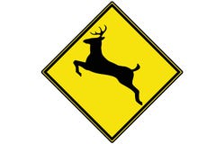 A yellow deer warning sign illustrated Royalty Free Stock Photo A yellow deer warning sign illustrated Royalty Free Stock Photo
