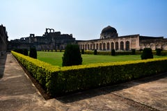 Bidar, India - December 17, 2017: Garden in Solah Khamba Mosque inside Bidar Fort in Karnataka, India royalty free stock images Bidar, India - December 17, 2017: Garden in Solah Khamba Mosque inside Bidar Fort in Karnataka, India royalty free stock images