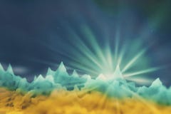 Imagem borrada da estrela que aumenta em um planeta desconhecido no amarelo ilustração stock Imagem borrada da estrela que aumenta em um planeta desconhecido no amarelo ilustração stock
