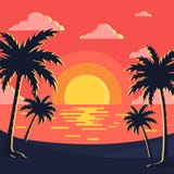 Imagem do vetor do fundo do por do sol/praia ilustração do vetor Imagem do vetor do fundo do por do sol/praia ilustração do vetor