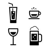 Imagem dos ícones das bebidas ajustados isolados no fundo branco ilustração royalty free Imagem dos ícones das bebidas ajustados isolados no fundo branco ilustração royalty free
