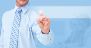 Imagen compuesta del hombre de negocios en camisa que señala con su finger foto de archivo Imagen compuesta del hombre de negocios en camisa que señala con su finger foto de archivo