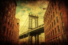Imagen del estilo del vintage del puente de Manhattan en Manhattan, New York City fotos de archivo Imagen del estilo del vintage del puente de Manhattan en Manhattan, New York City fotos de archivo