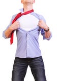 Imagen del hombre joven que rasga su camisa de aislado foto de archivo libre de regalías Imagen del hombre joven que rasga su camisa de aislado foto de archivo libre de regalías