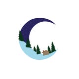 Imagen del vector de la luna y del bosque stock de ilustración Imagen del vector de la luna y del bosque stock de ilustración