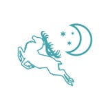 Imagens do vetor um cervo e a lua com estrelas ilustração royalty free Imagens do vetor um cervo e a lua com estrelas ilustração royalty free