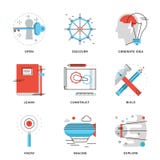 Imagination and thinking line icons set vector illustration Imagination and thinking line icons set vector illustration
