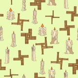 Imbolc sem emenda com velas e cruz do brigid ilustração do vetor Imbolc sem emenda com velas e cruz do brigid ilustração do vetor