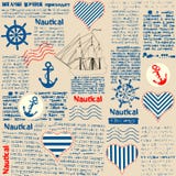 Imitation of newspaper in nautical style with royalty free illustration Imitation of newspaper in nautical style with royalty free illustration