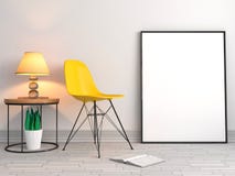 Imite encima de marcos del cartel con el fondo de la silla, ejemplo 3D stock de ilustración Imite encima de marcos del cartel con el fondo de la silla, ejemplo 3D stock de ilustración