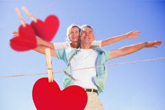 Immagine composita dell'uomo senior felice che dà al suo partner un a due vie royalty illustrazione gratis Immagine composita dell'uomo senior felice che dà al suo partner un a due vie royalty illustrazione gratis