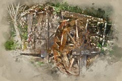 Immagine convertita Painterly di una ruota idraulica immagine stock Immagine convertita Painterly di una ruota idraulica immagine stock