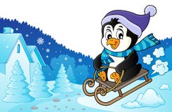 Immagine 3 di tema del pinguino di Sledging royalty illustrazione gratis Immagine 3 di tema del pinguino di Sledging royalty illustrazione gratis