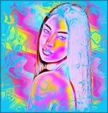 Immagine digitale astratta variopinta di arte della fine del fronte di una donna su illustrazione vettoriale Immagine digitale astratta variopinta di arte della fine del fronte di una donna su illustrazione vettoriale