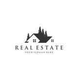 Immobilien mit Baumlogo stock abbildung Immobilien mit Baumlogo stock abbildung