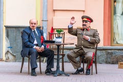 Impersonators Of Lenin And Stalin On Old Arbat Royalty Free Stock Photography Impersonators Of Lenin And Stalin On Old Arbat Royalty Free Stock Photography