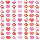 Impresión rosada y roja de la pata con el modelo de los corazones Día feliz del `s de la tarjeta del día de San Valentín libre illustration Impresión rosada y roja de la pata con el modelo de los corazones Día feliz del `s de la tarjeta del día de San Valentín libre illustration