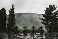 Incroci nella foresta un giorno piovoso fotografie stock libere da diritti Incroci nella foresta un giorno piovoso fotografie stock libere da diritti