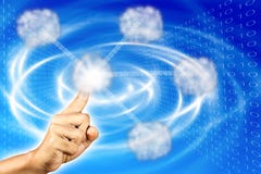 Index Finger Touching Cloud, Stock Images