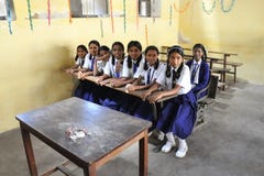 Indian schoolgirls in the classroom royalty free stock photography Indian schoolgirls in the classroom royalty free stock photography