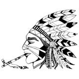 Indian shaman in ethnic costum smokes a pipe of peace coloring p vector illustration Indian shaman in ethnic costum smokes a pipe of peace coloring p vector illustration