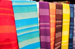 Indian Shawls In A Market Royalty Free Stock Images