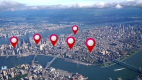 Indicatori aerei di GPS del bene immobile di Manhattan Indicatori aerei di GPS del bene immobile di Manhattan