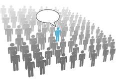 Individual person speech in crowd social group vector illustration Individual person speech in crowd social group vector illustration