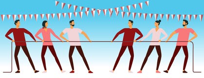 Indonesia traditional special games during independence day, children tug of war. stock illustration Indonesia traditional special games during independence day, children tug of war. stock illustration