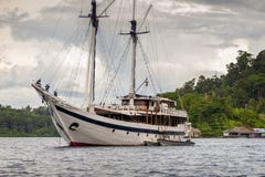 Indonesian Schooner anchored in Raja Ampat, Misool Island, West Papua