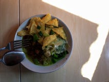 Indonesian traditional food. Mie Ayam is a traditional street food royalty free stock photo Indonesian traditional food. Mie Ayam is a traditional street food royalty free stock photo