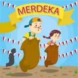 Indonesiska berömmar för självständighetsdagen för republik` s stock illustrationer Indonesiska berömmar för självständighetsdagen för republik` s stock illustrationer