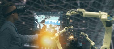 Industria 4 de Iot 0 conceptos, industrial engineerblurred usando los vidrios elegantes con aumentado mezclado con tecnología de fotos de archivo libres de regalías Industria 4 de Iot 0 conceptos, industrial engineerblurred usando los vidrios elegantes con aumentado mezclado con tecnología de fotos de archivo libres de regalías