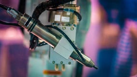 Industriële Mechanische Robot Productielijn royalty-vrije stock afbeelding Industriële Mechanische Robot Productielijn royalty-vrije stock afbeelding